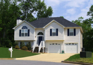 A newly constructed home in a suburban development